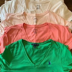 4 women’s polo Ralph Lauren tshirts. V-Neck.